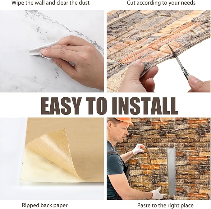 Tinlade 30 Pcs 28.81 Sq ft 3D Wall Panels Peel and Stick Foam Brick Wallpaper - Image 5