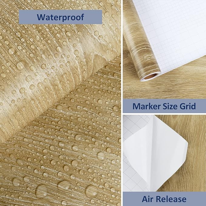 WESTICK 394" x 24" Light Wood Grain Contact Paper Peel and Stick Wallpaper - Image 9