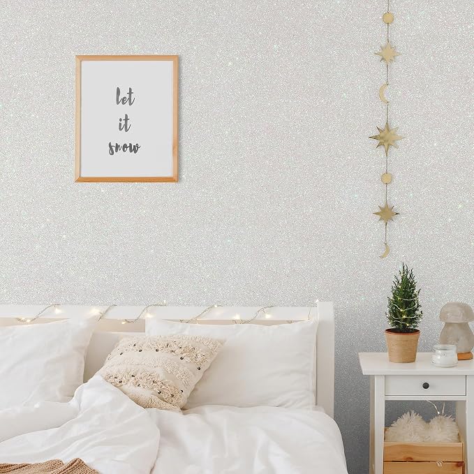 CHIHUT Off White Glitter Wallpaper - Image 3