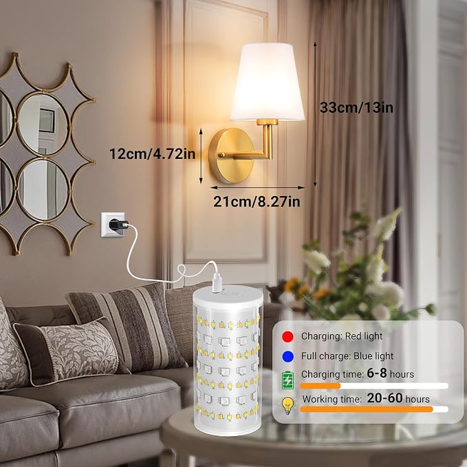 Nekhung Battery Operated Wall Sconces Set of 2, Wireless Wall Light - Image 7