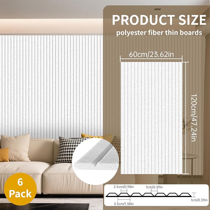 EVERECO 6 Pack Large Acoustic Panels, 47.2×23.6×0.4 inches, Soundproof Panels - Image 3