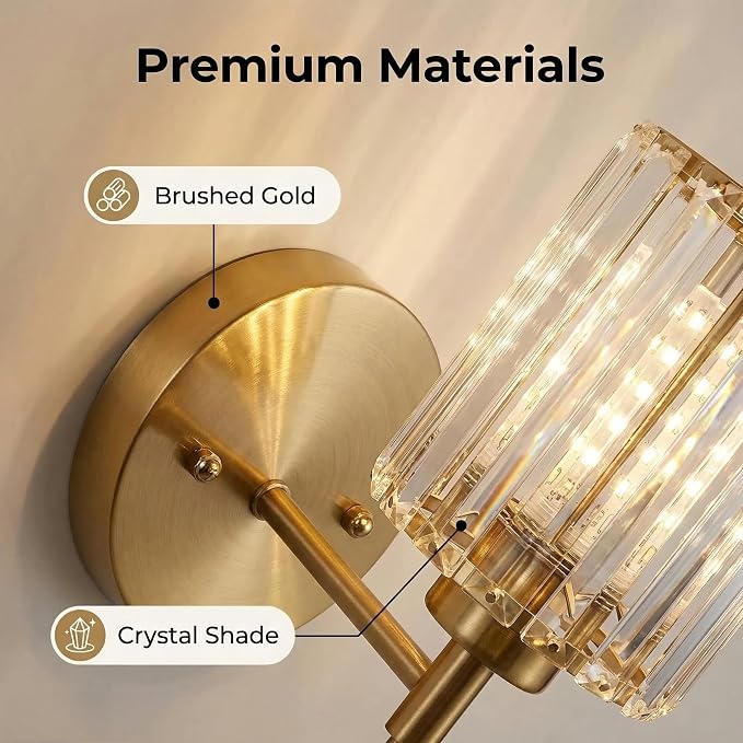 Gold Crystal Wall Sconce Battery Operated and Rechargeable Wall Light - Image 4