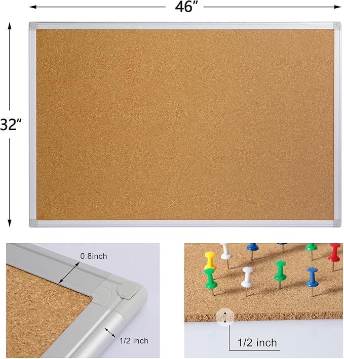Large Cork Board Bulletin Board 48 x 36, Office Board - Image 3