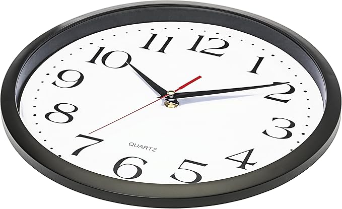Bernhard Products Black Wall Clock Silent Non Ticking 12 Inch Quality Quartz - Image 3