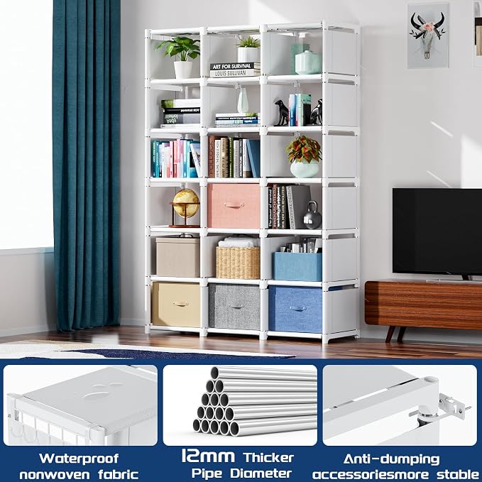 Mavivegue Book Shelf, 18 Cube Storage Organizer, DIY Bookcase, Metal Cube - Image 4