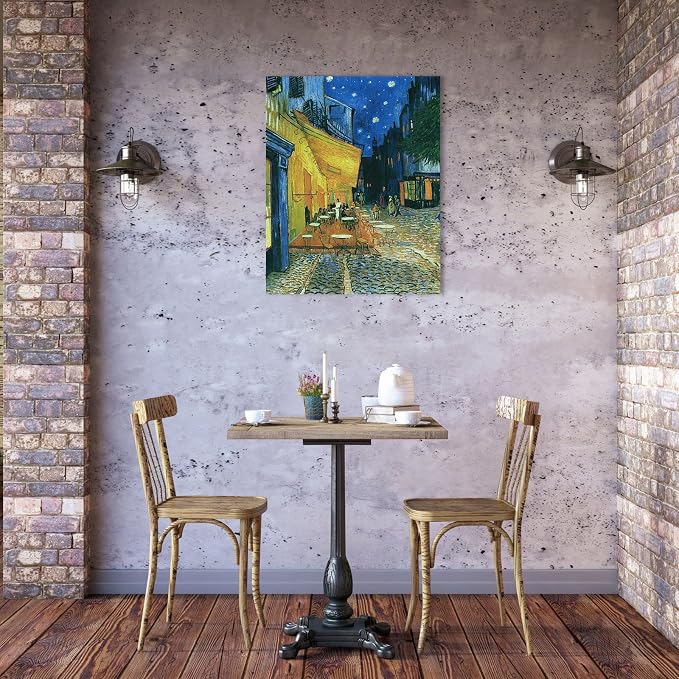 Van Gogh Canvas Wall Art: Café Terrace at Night Oil Painting Picture - Image 3