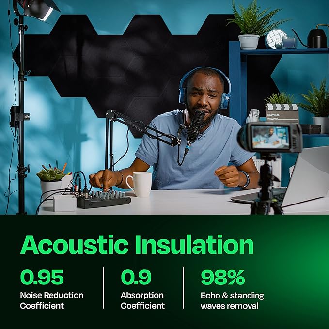 Acoustic Panels 12-Pack Soundproof Wall Panels 14"X12.1"X0.4" Sound Panels High - Image 3