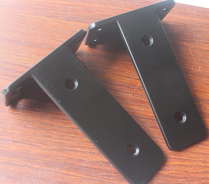 16 Pack - 5 inch Black Hidden L Shelf Bracket Iron Floating Shelf Brackets - Image 7