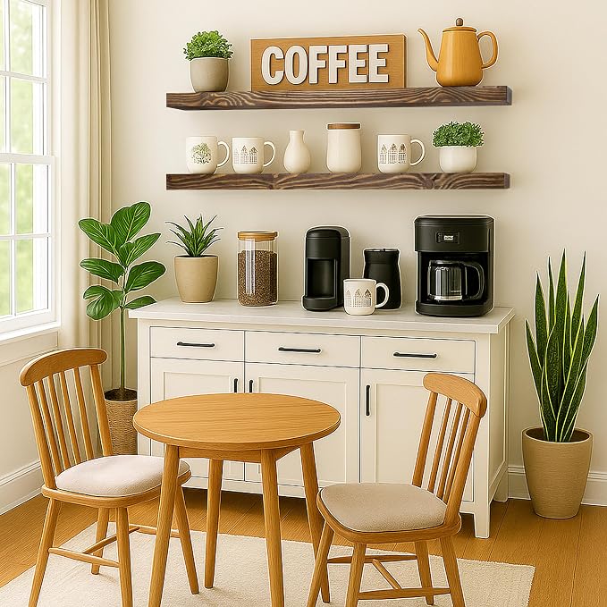 Floating Shelves 48 inch Long 8 "deep Set of 2, Heavy Duty Wood Wall Mounted - Image 3