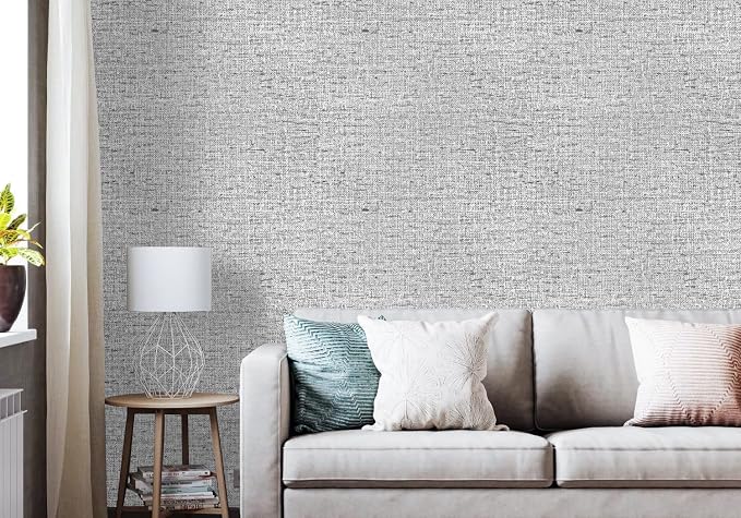 Gray Grasscloth Peel and Stick Wallpaper Textured Contact Paper 15.7inch x - Image 6