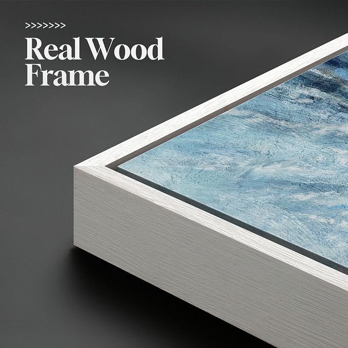 Extra Large Framed Blue Gold Abstract Wall Art - Image 5