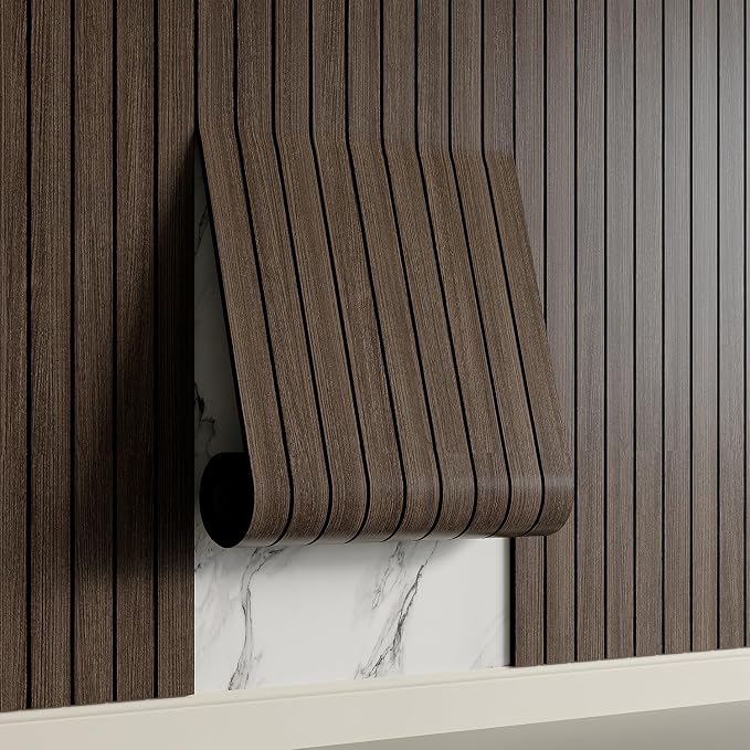 Yutianli PVC Slat Wall Panel Peel and Stick 236"x 15.7" Faux Wood Slat Panel by Yutianli