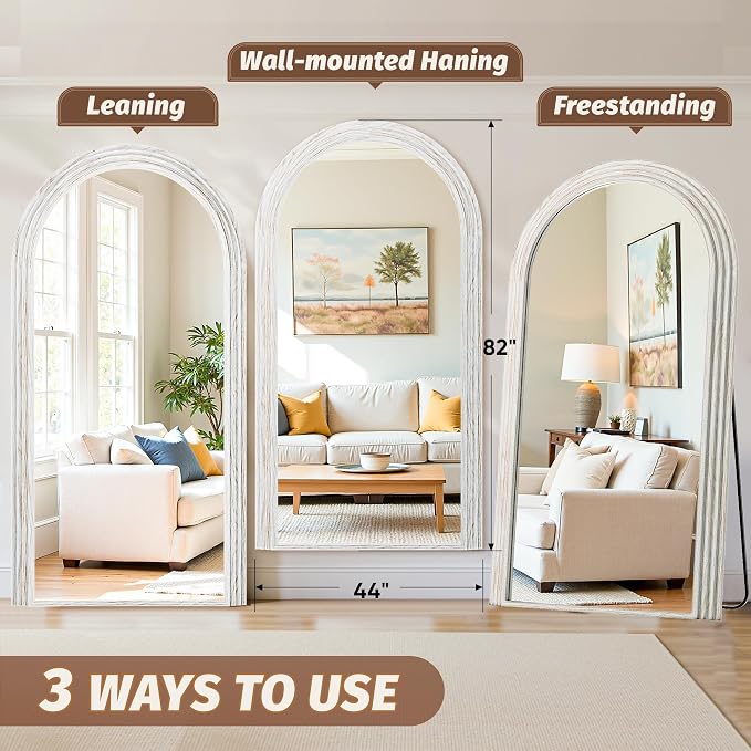 Antok Full Length Mirror 82"×44" Floor Mirror Standing Tall Mirror, Arched - Image 7