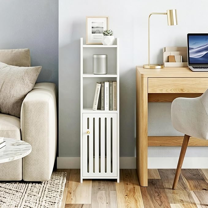 Narrow Bathroom Storage Cabinet, 4-Tier Slim Bathroom Organizers - Image 5
