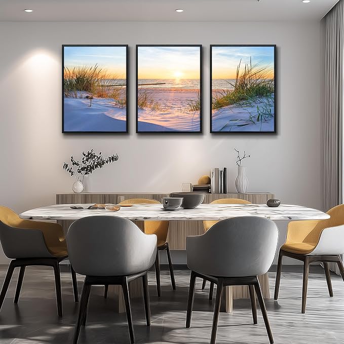 Black Framed Beach Wall Art Set - Image 4