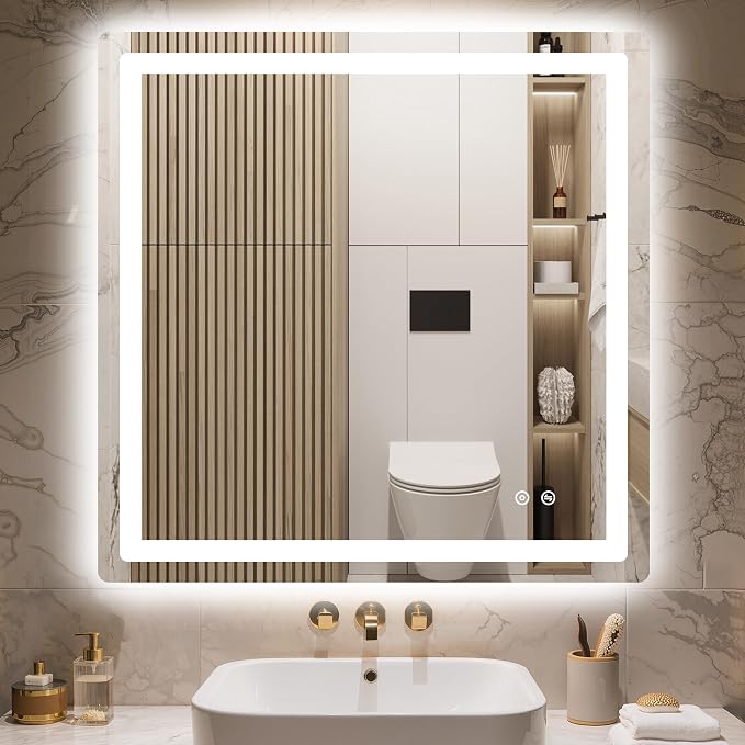 Delma LED Bathroom Mirror with Lights, 30x30 Vanity Mirror by Delma