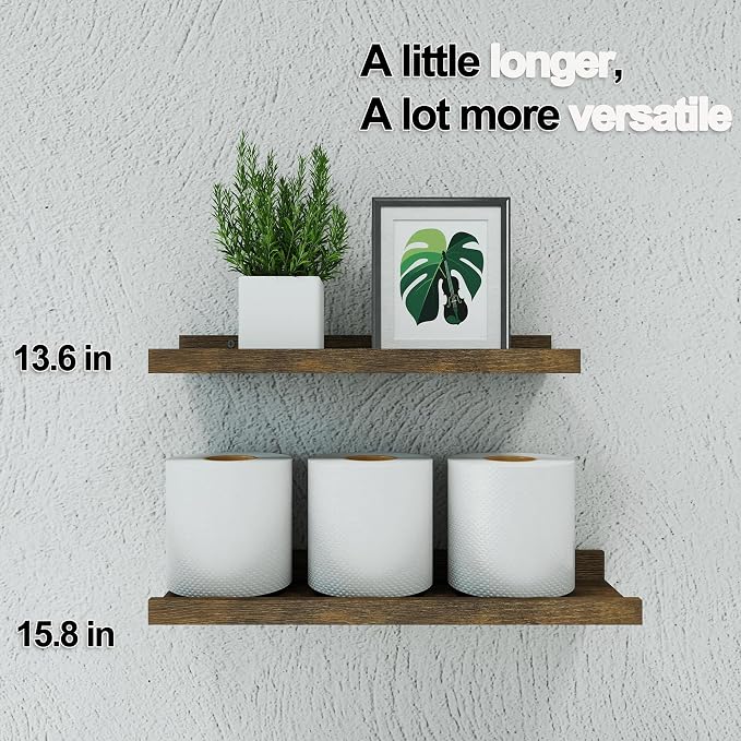 Floating Shelves for Wall Decor, Wall Mounted Wood Storage Shelf for Bedroom - Image 5