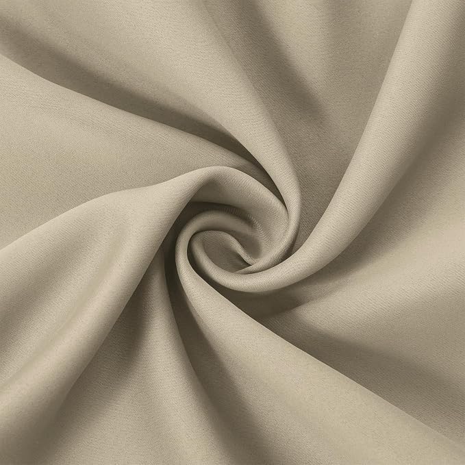 LEMOMO Blackout Curtains 52 x 84 Inch Long Beige Curtains Set of 2 Panels Room - Image 8