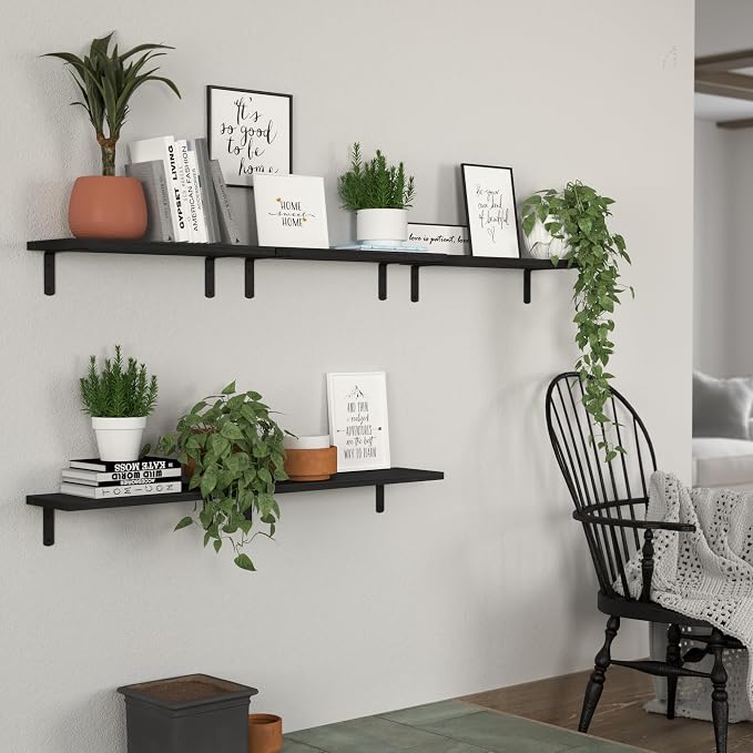DOLLFIO Floating Shelves, 5 Sets Wall Shelves, Wood Floating Shelves - Image 5