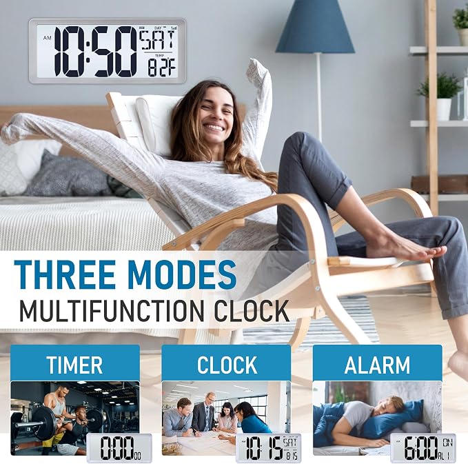 TXL Silver Large Digital Wall Clock - Image 7