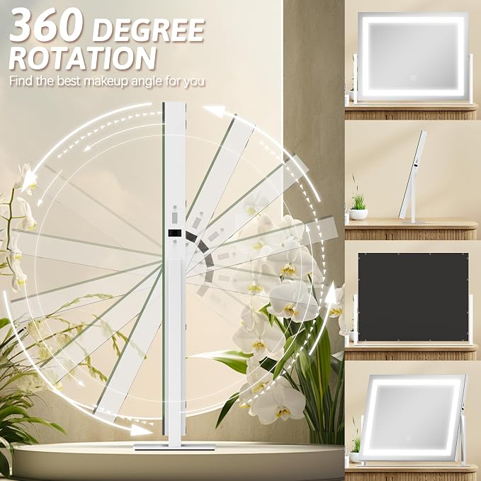 ROLOVE Vanity Mirror with Lights 22"x18", Lighted Makeup Mirror with 10X - Image 8