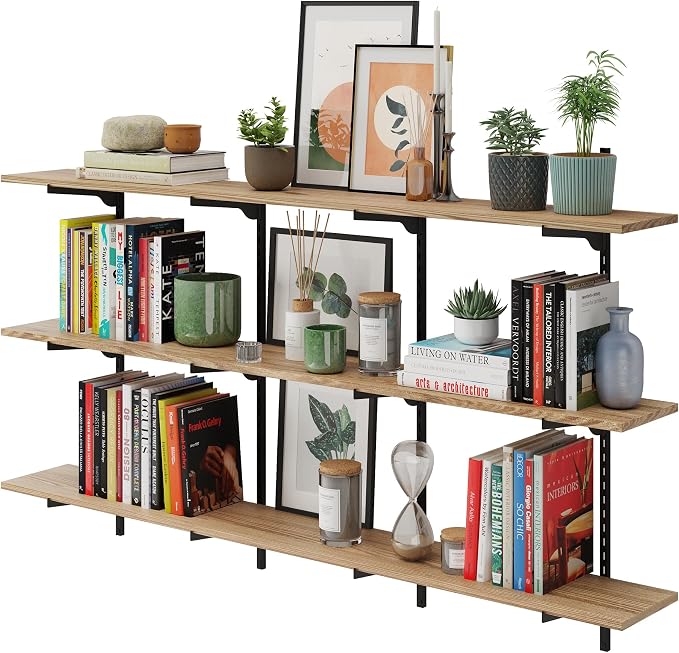 Wallniture Turin 60 Inch Long Adjustable Wall Shelf, Hanging Shelves by Wallniture