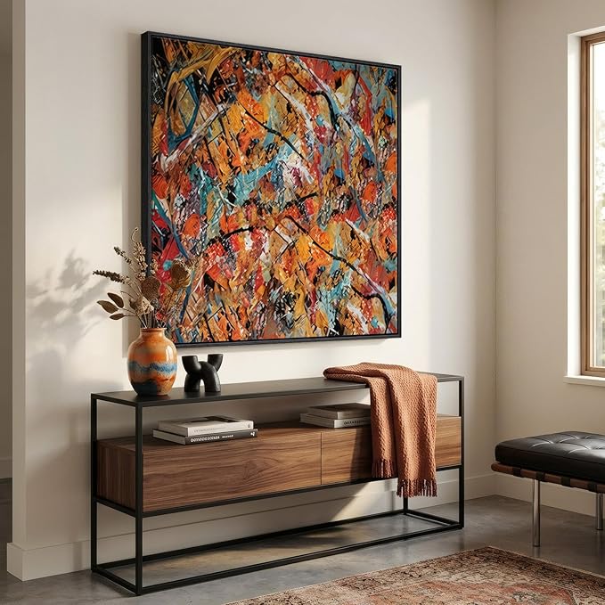 Large Framed Colorful Abstract Wall Art - Image 4