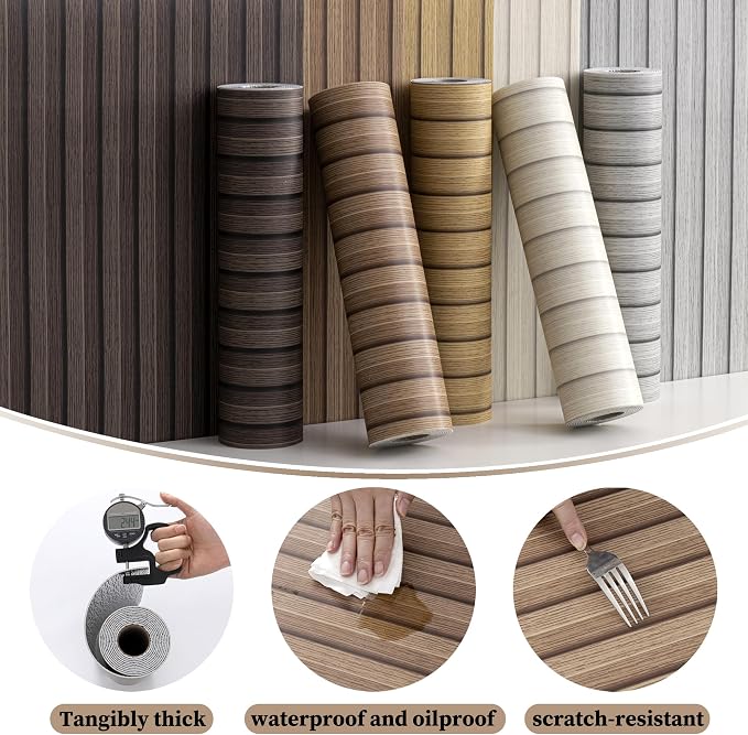 Peel and Stick PVC Slat Wall Panels, Wood Grain Self-Adhesive Soundproof - Image 4