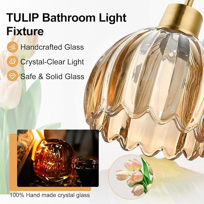 4-Light Bathroom Light Fixtures, Vintage Bathroom Vanity Lighting Fixtures Over - Image 3