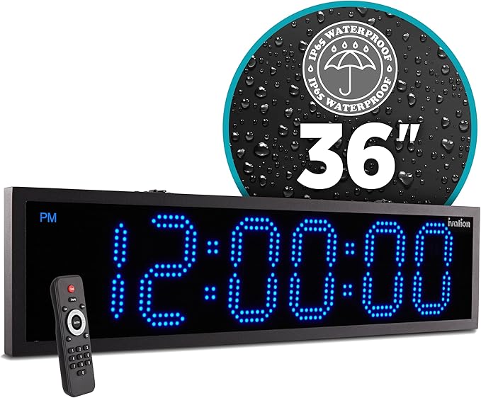 Ivation Oversized 36" Outdoor Waterproof Digital Clock, Auto Time Sync by Ivation