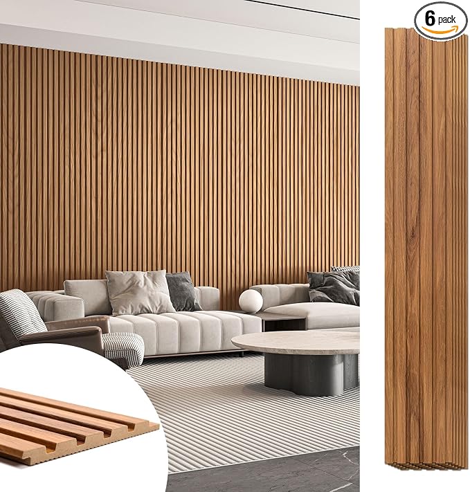 Art3d 6-Piece Wood Slat Panels for Stylish Interior Decor and Ceiling Decoration by Art3d
