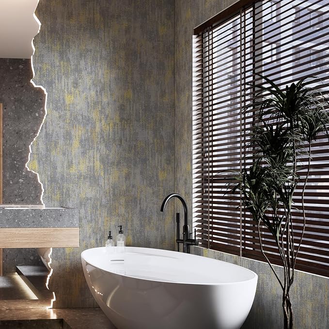 JiffDiff Vintage Metallic Peel and Stick Wallpaper Industrial Metallic Concrete - Image 2