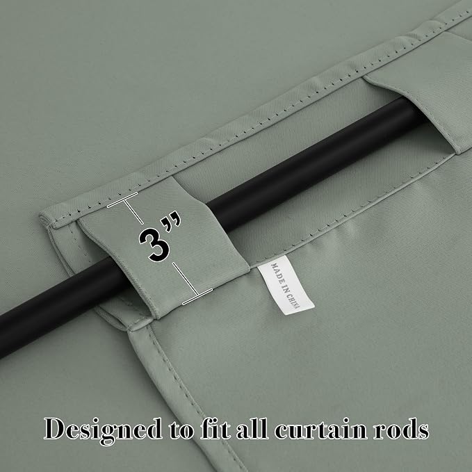 RYB HOME Sage Green Curtains for Bedroom, Vertical Privacy UV Protection Drapery - Image 2