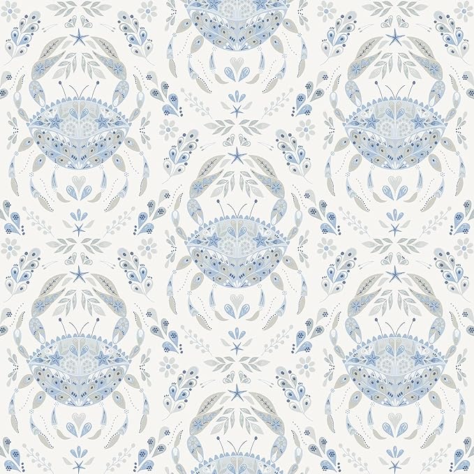 NuWallpaper by WallPops Blue Shellby Peel & Stick Wallpaper by NuWallpaper