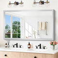 60x36 Inch Brushed Silver Bathroom Mirror, Large Rectangular Mirror by WelcometoCIVENO