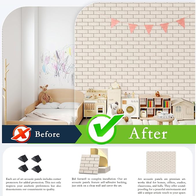 12Pack Acoustic Wall Panels, High Density Decorative Acoustic Foam Sound - Image 5