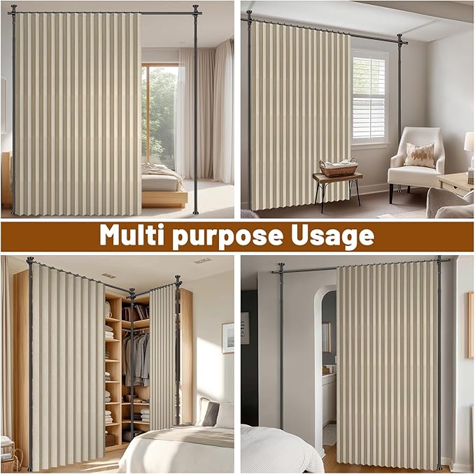100% Blackout Room Divider Curtains Sets Beige W100 x L84 in, 1 Panel Curtain - Image 6