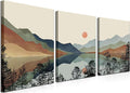 AKWISH Framed Mountain Canvas Wall Art Set of 3, Boho Watercolor Poster Prints by AKWISHWallArt