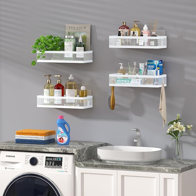 PUSDON Mesh Shower Caddy Wall Mount, Heavy Duty Adhesive Bathroom Shelf - Image 8