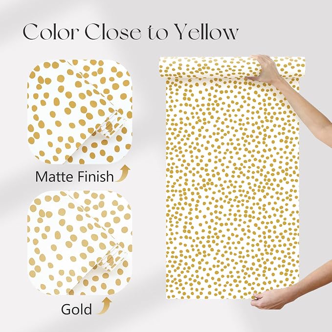 Jeweluck Yellow Polka Dot Wallpaper Yellow and White Peel and Stick Wallpaper - Image 5