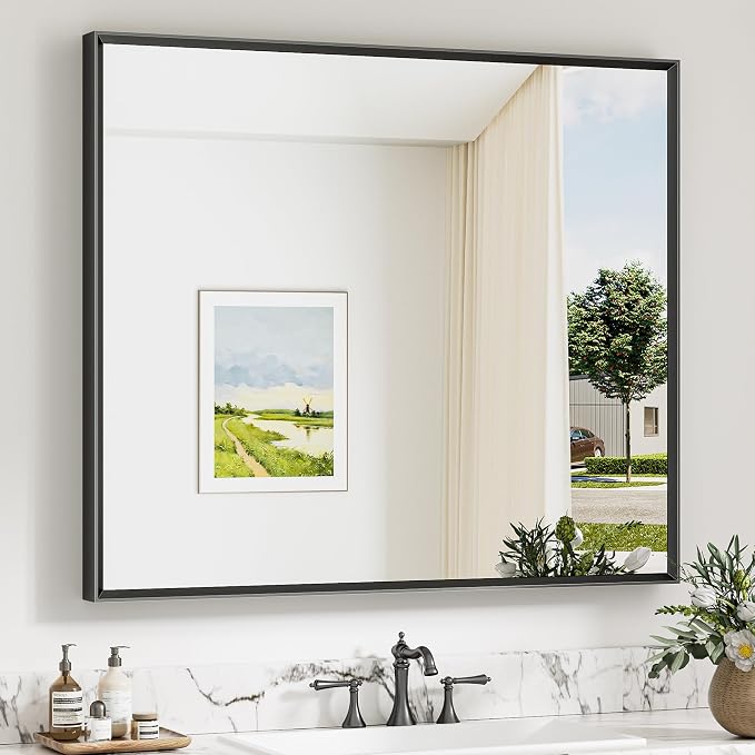Keonjinn 42 x 36 Inch Black Bathroom Mirrors by Keonjinn