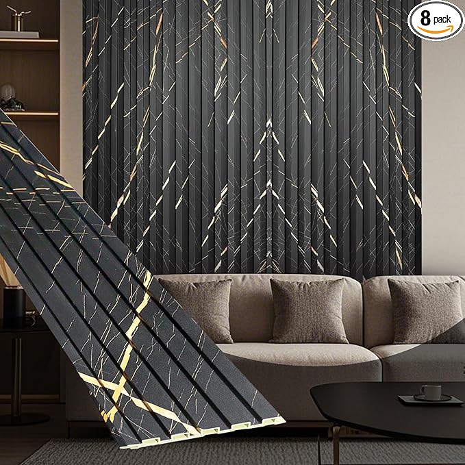 OUZUGIE WPC Acoustic Slat Wall Paneling, Living Room, TV Background, Study Room by OUZUGIE