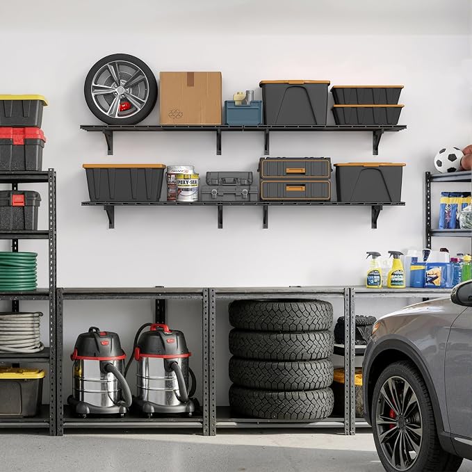 Jusgym 4 Pack Heavy Duty Garage Wall Shelving Set, Wall Mounted Garage Shelves - Image 9