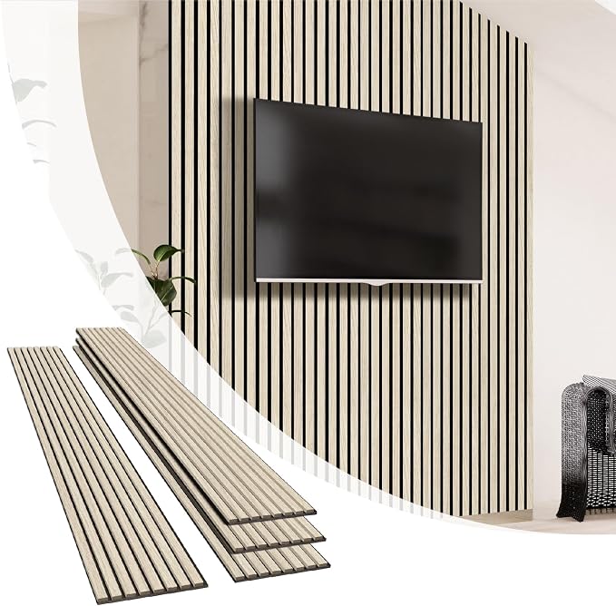 Olanglab Wood Wall Panels 4 Pack, Wood Slat Acoustic Wall Panels, 94.5"x12.6" by Olanglab