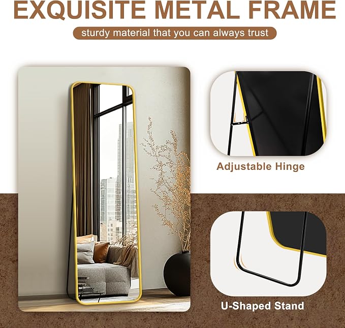 Delma Full Length Mirror, Wall Mounted, Freestanding or Leaning, Rounded - Image 6