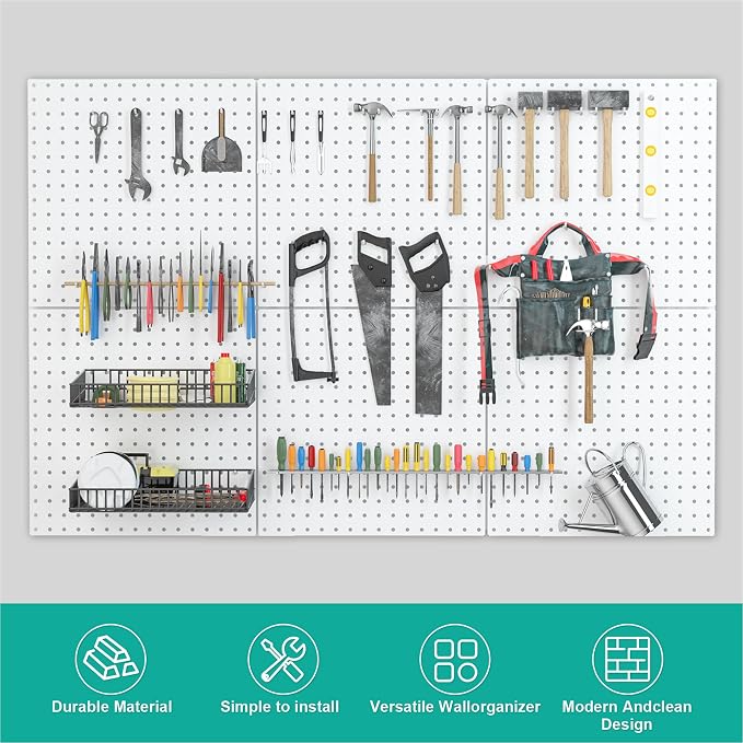Peg Board, 16”×16”Large Heavy Duty Metal Pegboard Panels - Image 5