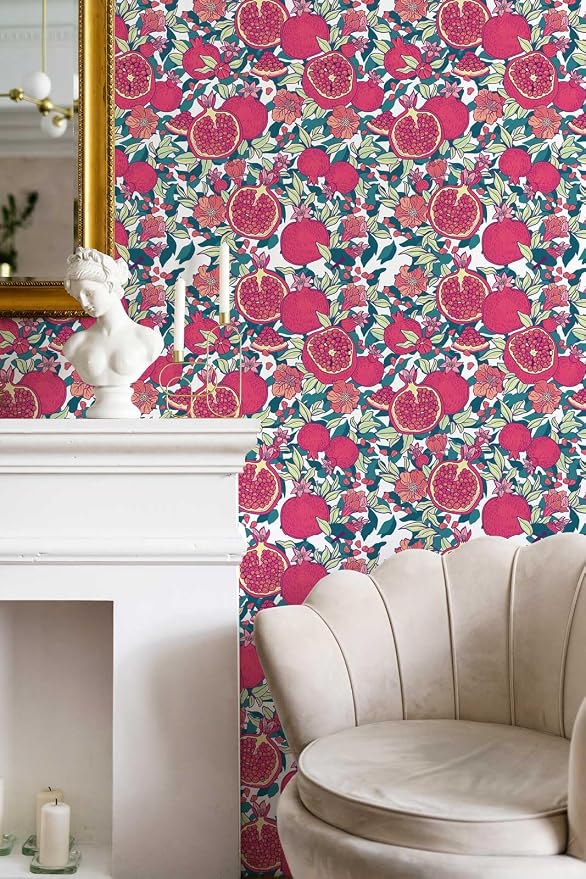 Floral Wallpaper Vintage Red Peel and Stick Wallpaper Self Adhesive Removable - Image 2