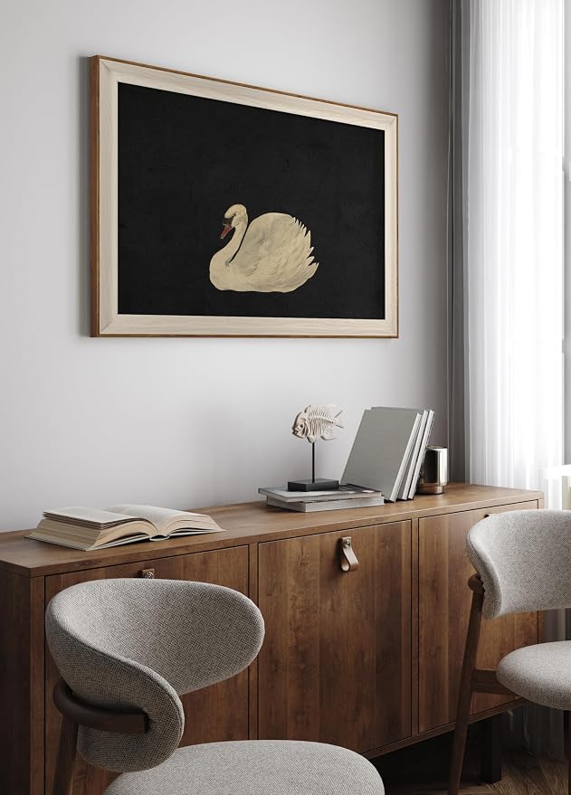 VIYYIEA Framed Wall Art for Living Room, Swan Art Canvas Prints, Vintage Home - Image 3