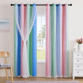 XiDi Curtains for Bedroom Decor, Rainbow Pink GreenBlue52/90/1 by Addsomecolortolife