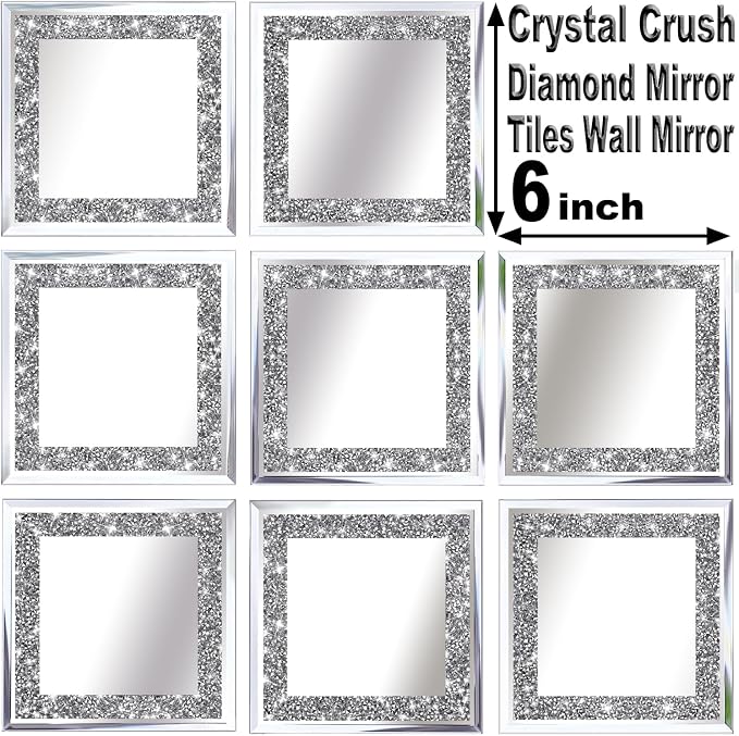 Crush Diamond Mirrors Wall Decor 6inch Mirror Tiles - Image 3